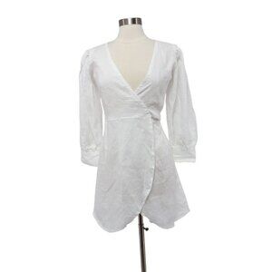 NWT Aura White Linen Tie Waist Wrap Tunic Top Size XS Modest Laggen Look